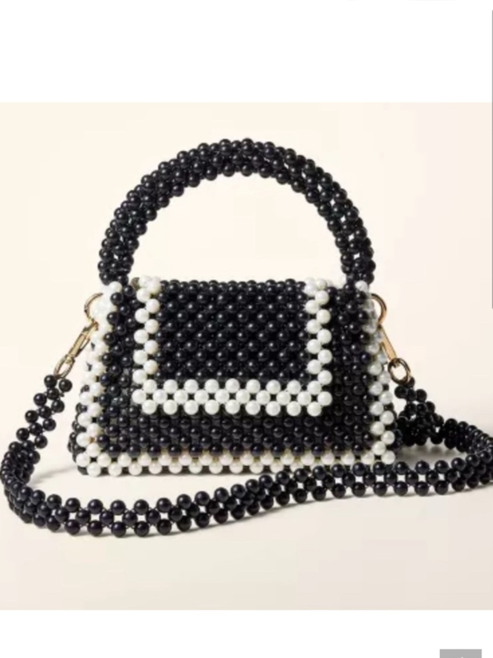 kate spade Black and White Beaded Mini Top-Handle Bag - Picture 5 of 5
